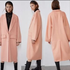 NWT Zara Wool Blend Peach Oversized Coat Size M